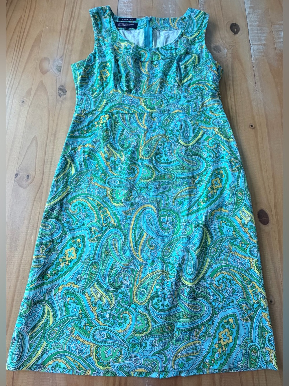 Jones New York Signature Stretch Blue Green Yellow Sleeveless Paisley Womens 4P